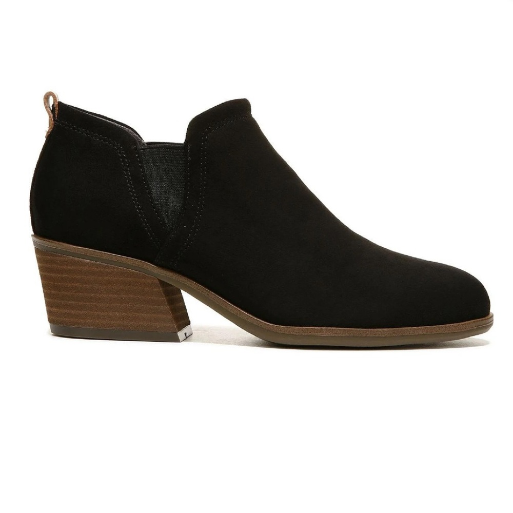 Dr. Scholl’s Laurel Ankle Almond Toe Black Microfiber Booties, Size 8 Wide (8W)